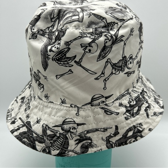 Espolon Tequila Reversible Black Bucket Hat Skeletons Graphic All Over Print - Picture 7 of 15